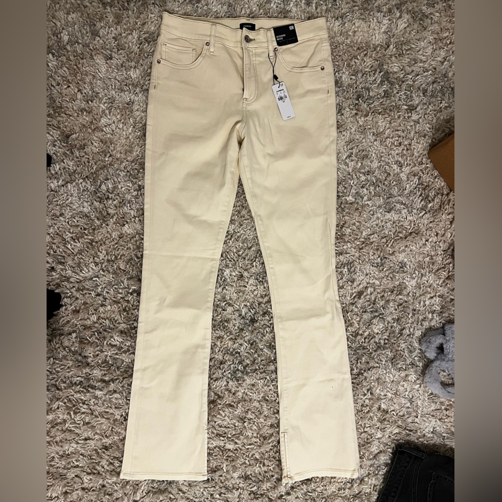 Express Cream Mid Rise Jeans